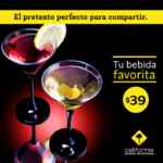 Hoy jueves las bebidas (incluyendo alcohólicas) a $39 después de las 6:00 PM en California Pizza Kitchen