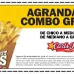 cupones Carls Jr aumenta tu combo y $10 en desayunos