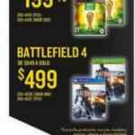 Videojuego Battlefield 4 para PS4 y Xbox One a $499 y FIFA World Cup a $199