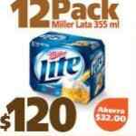 12 pack de cerveza Miller lite $120 pesos en el 7-Eleven