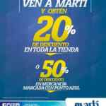 Punto Azul Martí 50% de descuento en mercancía marcada o 20% de descuento en toda la tienda