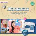 40% de descuento en máquina de coser Singer publicando una selfie con una máquina de coser antigua