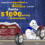 Descuento de hasta mil pesos en la compra de 4 llantas Michelin