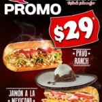 Subs de Pavo Ranch y Jamón a la Mexicana a $29 pesos en Quiznos