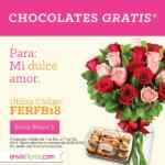 Chocolates gratis al pedir un arreglo floral en enviaflores.com con el cupón FERFB18