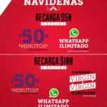 Promos Navideñas de Virgin Mobile: recarga $50 y recibe 50 minutos y Whatsapp ilimitado por 30 días