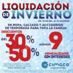 Liquidación de invierno en tiendas Cimaco. Del 30% al 50% de descuento y hasta 9 meses sin intereses.