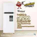 Refrigerador Whirlpool 12 pies con despachador de agua a $4,299 en Lowe's y a 12 meses sin intereses
