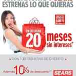 Promo Sears-Banorte 20 meses sin intereses y 10% de descuento en departamentos participantes
