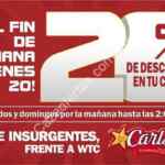 20% de descuento sábados y domingos en Carls Jr. WTC