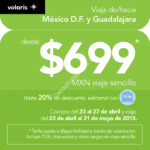 Vuelo sencillo de D.F a Guadalajara desde $699 pesos en Volaris