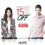 Cupón del 15% de descuento en el sitio de Dafiti para Calzado, Deportes, Ropa, Bolsas y Accesorios