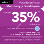Viaja desde/hacia Monterrey o Guadalajara con hasta 35% de descuento en Volaris
