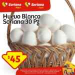 30 piezas de huevo blanco por $45 pesos en Soriana sólo hoy con tu tarjeta de lealtad