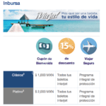 Recibe 15% de descuento y cupón de bienvenida por hasta $2000 pesos si adquieres la tarjeta Inbursa Interjet