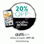 Cupón Dafiti App 20% de descuento comprando por la app con el código APP-20