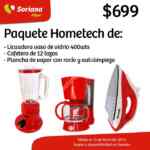 Paquete de licuadora, plancha y cafetera Hometech a $699 en Soriana