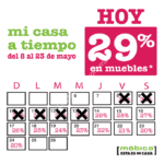 Del 8 al 23 de mayo recibe 29% de descuento en muebes de Móbica