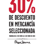 30% de descuento en mercancía seleccionada en Pepe Jeans