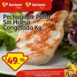 Oferta del día Soriana tarjeta del aprecio: pechuga de pollo sin hueso congelada a $49.90 kg
