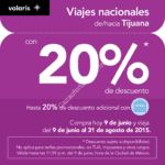 20% de descuento en viajes a desde o hacia Tijuana en Volaris