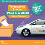Promoción Carrot Voto Elecciones 2015: 2 horas gratis de renta de auto el 7 de junio para ir a votar