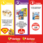 30 pz de huevo blanco por $39 pesos y 2 cereales Zucaritas o Nesquick de 720gr por $70 en Soriana