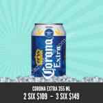 Promoción tiendas Extra: 2 six de Corona Extra por $109 o 3 por $149