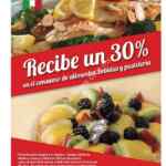 En Ginos 30% de descuento en el consumo de alimentos, bebidas y pastelería los martes y jueves