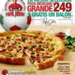 En Pizza Papa Johns balón de futbol GRATIS en la compra de una pizza grande