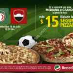 Segunda pizza a $15 pesos en Benedettis sólo hoy por el partido de México vs Trinidad y Tobago