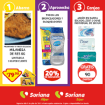 Oferta del día Soriana, milanesa de res a $79.90 kg y 20% de descuento en todos los bloqueadores