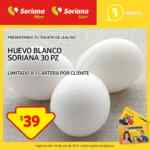 Oferta del día Soriana, cartera 30 huevos blancos a $39
