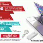$1,000 de descuento en todas las computadoras Toshiba y 20% de descuento en memorias USB Toshiba Exclusivo por Internet en Office Depot