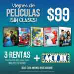 Viernes de películas en Blockbuster: 3 rentas de películas más palomitas Act II por $99