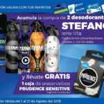 Promoción Farmapronto: Compra 2 desodorantes Stefano y recibe condones Prudence Sensitive GRATIS