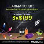 Promoción Mobo, 3 accesorios como cables, audífonos, plumas, cargadores, y más $199