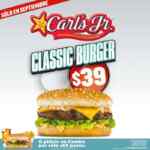 Classic Burguer a $39 en Carls Jr. Sucursales participantes