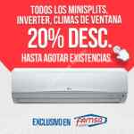 Promoción Famsa: 20% de descuento en todos los minisplits, inverter y climas de ventana