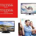 Promoción Elektra en pantallas EKT: pantalla de 32" a $2999 y de 40" a $4499