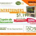 Entreteiners desde $1,199 y muebles con 60% de descuento solo hoy 19 de septiembre en Ingenia muebles
