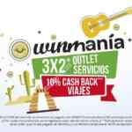 Winmanía Clickonero: 3x2 en outlet y servicios y 10% en cashback en viajes