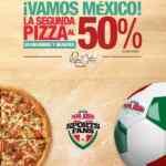 Segunda pizza a mitad de precio en Papa Johns por el partido de México VS Estados Unidos