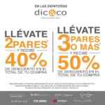 En zapaterías Dic&Co 40% de descuento si copras 2 pares y 50% si compras 3 o más