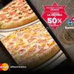 En Dominos Pizza segunda pizza grande a mitad de precio al pedir en línea con MasterCard