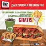 Promoción Quiznos El Buen Fin 2015: Orden de papas gratis en la compra de cualquier combo