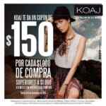 En tiendas Koaj recibe un cupón de $150 por cada $1000 de compra durante diciembre