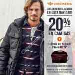 En Dockers 20% de descuento en camisas y maleta de regalo