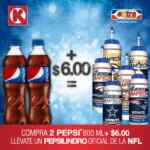 En tiendas Extra y K obtén Pepsilindros de la NFL al comprar 2 Pepsis de 600 ml + $6 pesos