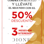 Promoción de navidad Dione: 50% de descuento en el segundo artículo + 3 meses sin intereses